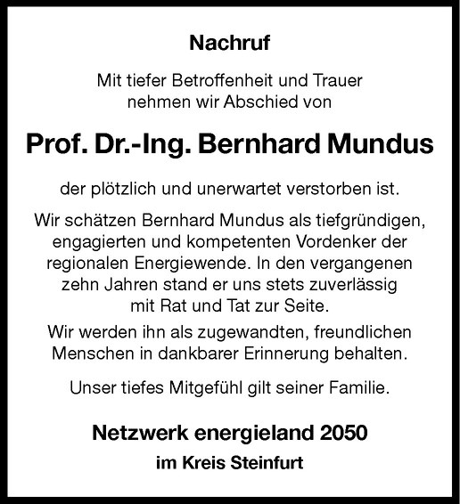  Traueranzeige für Bernhard Mundus vom 02.04.2013 aus Westfälische Nachrichten