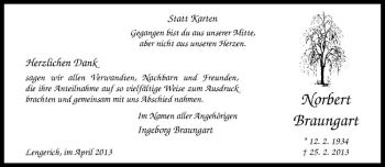 Anzeige von Norbert Braungart von Westfälische Nachrichten
