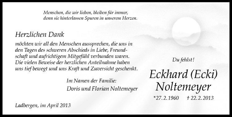  Traueranzeige für Eckhard Noltemeyer vom 20.04.2013 aus Westfälische Nachrichten