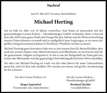 Anzeige von Michael Herting von Westfälische Nachrichten
