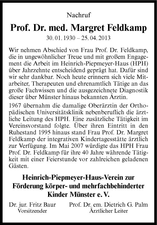  Traueranzeige für Margret Feldkamp vom 01.06.2013 aus Westfälische Nachrichten