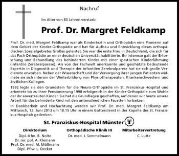 Anzeige von Margret Feldkamp von Westfälische Nachrichten