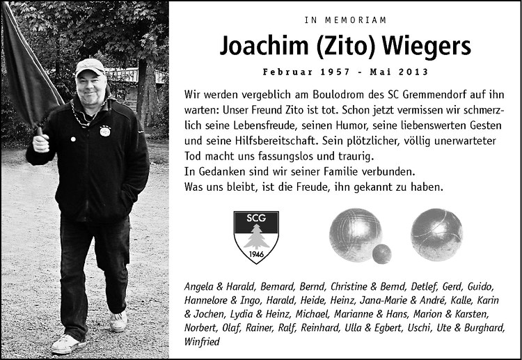  Traueranzeige für Joachim Leonhard Wiegers vom 08.06.2013 aus Westfälische Nachrichten
