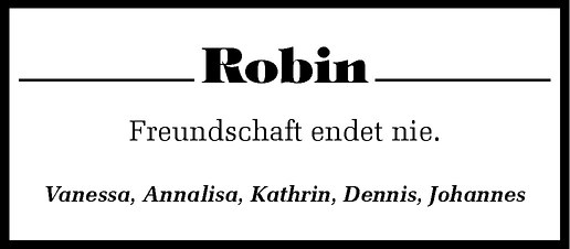 Traueranzeige für Robin Brunsmann vom 27.08.2013 aus Westfälische Nachrichten