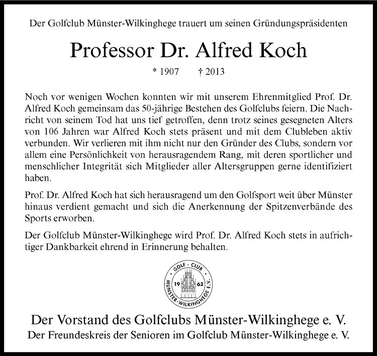  Traueranzeige für Alfred Koch vom 24.08.2013 aus Westfälische Nachrichten