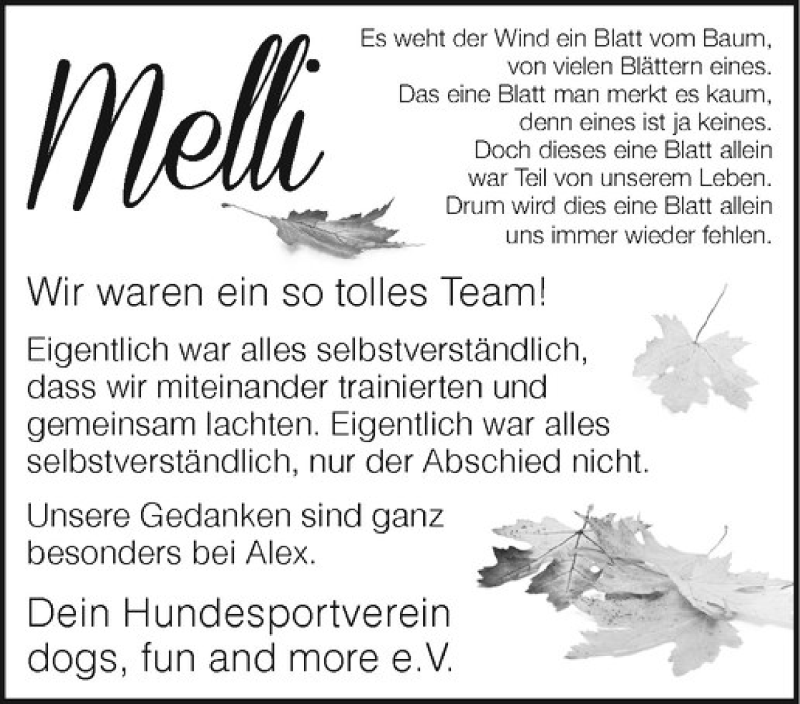  Traueranzeige für Melanie Niesel vom 17.12.2013 aus Westfälische Nachrichten