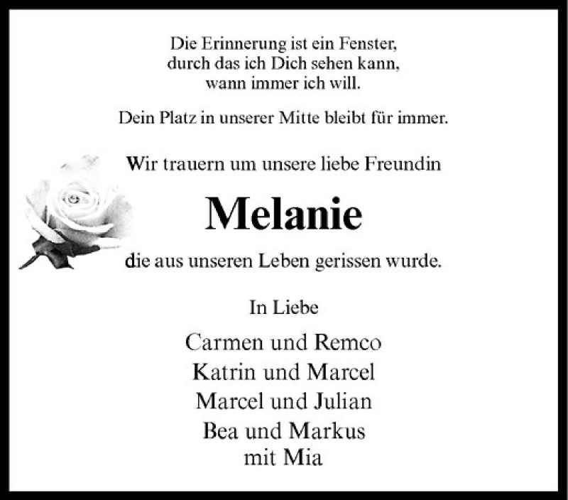  Traueranzeige für Melanie Niesel vom 18.12.2013 aus Westfälische Nachrichten