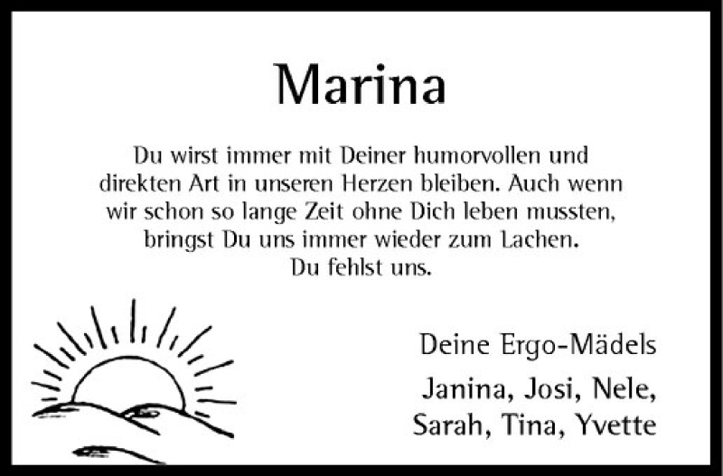  Traueranzeige für Marina Janotta vom 19.12.2013 aus Westfälische Nachrichten