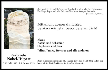Anzeige von Gabriele Nobel-Hilpert von Westfälische Nachrichten