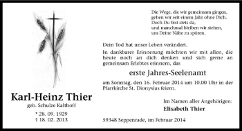 Anzeige von Karl-Heinz Thier von Westfälische Nachrichten