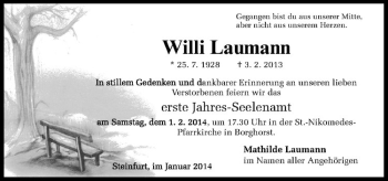 Anzeige von Willi Laumann von Westfälische Nachrichten