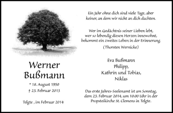 Anzeige von Werner Bußmann von Westfälische Nachrichten
