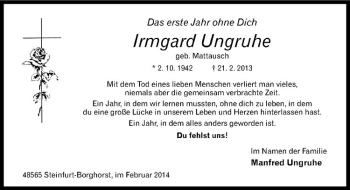 Anzeige von Manfred Ungruhe von Westfälische Nachrichten