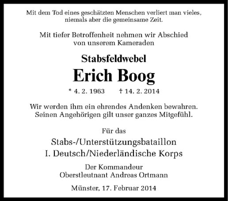 Traueranzeige für Erich Boog vom 22.02.2014 aus Westfälische Nachrichten