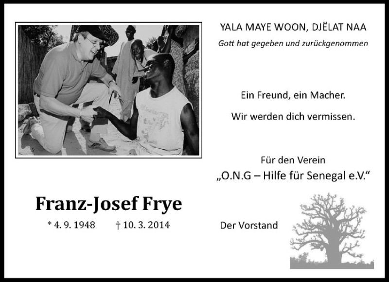  Traueranzeige für Franz-Josef Frye vom 13.03.2014 aus Westfälische Nachrichten