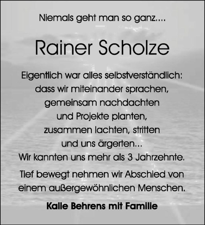  Traueranzeige für Rainer Scholze vom 28.04.2014 aus Westfälische Nachrichten