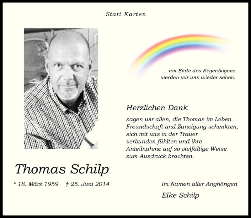  Traueranzeige für Thomas Schilp vom 09.08.2014 aus Westfälische Nachrichten