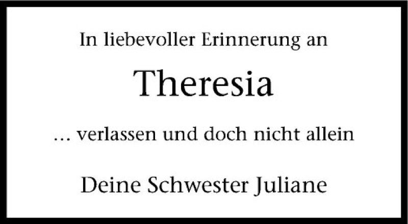  Traueranzeige für Theresia Junghans vom 09.08.2014 aus Westfälische Nachrichten