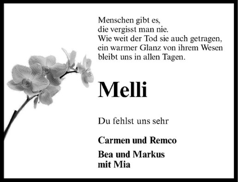  Traueranzeige für Melanie Niesel vom 12.12.2014 aus Westfälische Nachrichten