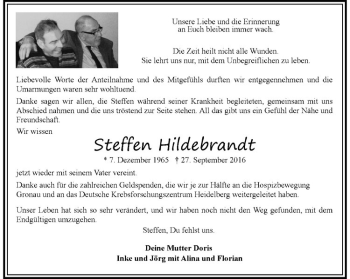 Anzeige von Steffen Hildebrandt von Westfälische Nachrichten