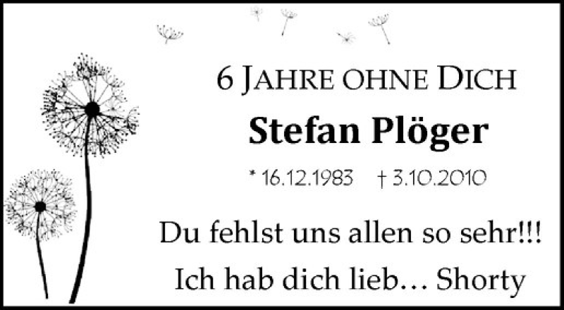  Traueranzeige für Stefan Plöger vom 03.10.2016 aus Westfälische Nachrichten
