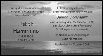 Anzeige von Jakob Hammans von Westfälische Nachrichten
