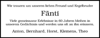 Anzeige von Hermann Fennenkötter von Westfälische Nachrichten