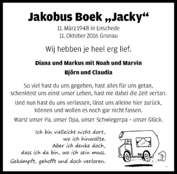 Anzeige von Jakobus Boek von Westfälische Nachrichten