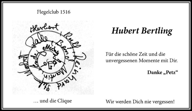  Traueranzeige für Hubert Bertling vom 01.11.2016 aus Westfälische Nachrichten