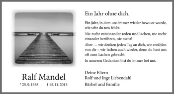 Anzeige von Ralf Mandel von Westfälische Nachrichten