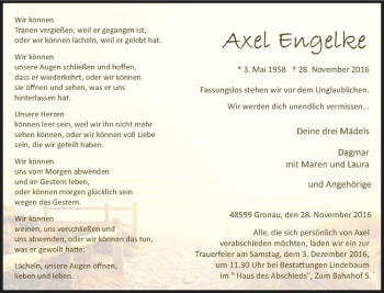 Anzeige von Axel Engelke von Westfälische Nachrichten