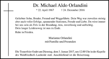 Anzeige von Michael Aldo Orlandini von Westfälische Nachrichten