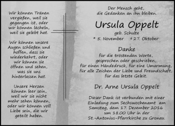 Anzeige von Ursula Oppelt von Westfälische Nachrichten