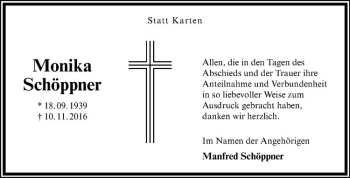 Anzeige von Monika Schöppner von Westfälische Nachrichten