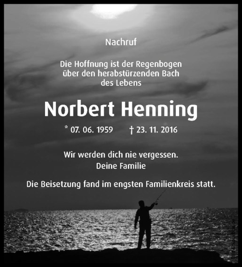  Traueranzeige für Norbert Henning vom 21.12.2016 aus Westfälische Nachrichten