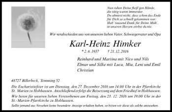 Anzeige von Karl-Heinz Himker von Westfälische Nachrichten