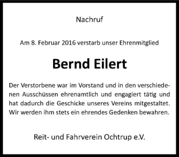 Anzeige von Bernd Eilert von Westfälische Nachrichten