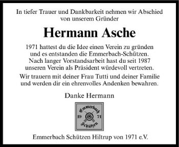 Anzeige von Hermann Asche von Westfälische Nachrichten