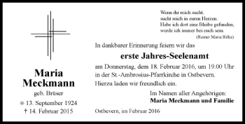 Anzeige von Maria Meckmann von Westfälische Nachrichten