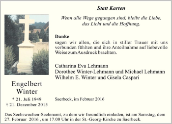 Anzeige von Engelbert Winter von Westfälische Nachrichten