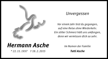 Anzeige von Hermann Asche von Westfälische Nachrichten