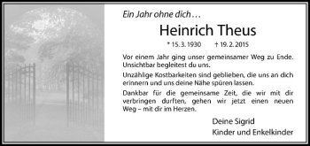 Anzeige von Heinrich Theus von Westfälische Nachrichten