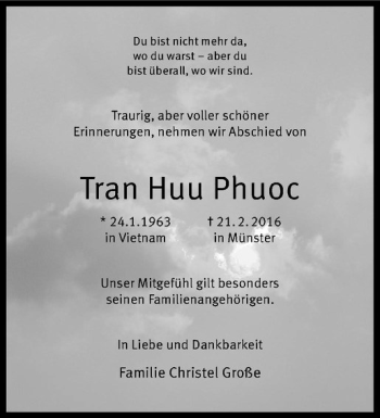 Anzeige von Huu Phuoc Tran von Westfälische Nachrichten