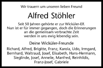 Anzeige von Alfred Stöhler von Westfälische Nachrichten