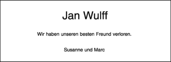 Anzeige von Jan Wulff von Westfälische Nachrichten