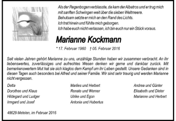 Anzeige von Marianne Kockmann von Westfälische Nachrichten