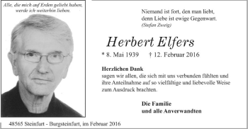 Anzeige von Herbert Elfers von Westfälische Nachrichten