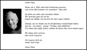 Anzeige von Papi  von Westfälische Nachrichten