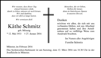 Anzeige von Käthe Schmitz von Westfälische Nachrichten