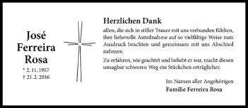 Anzeige von José Ferreira Rosa von Westfälische Nachrichten